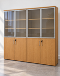 Two Cabinets: Frosted Glass Top with Lockable Wood Effect Lower Cabinet