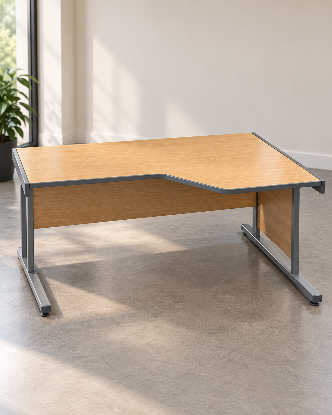L-shaped corner office desk (deep on the right)