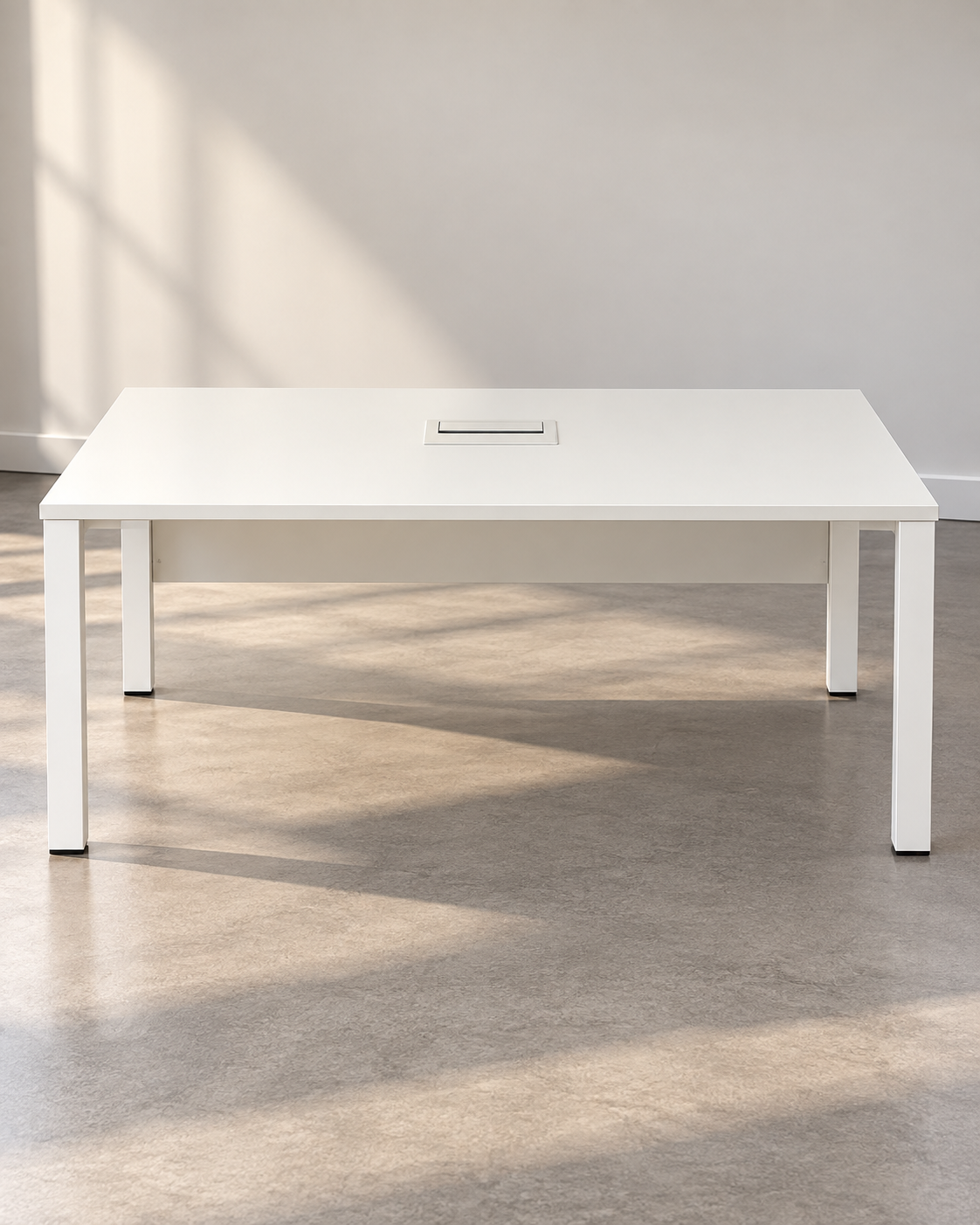 White Office Desk With Cable Slot